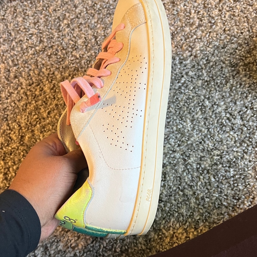 P448 White Sneakers with Pink Laces size 37/6.5 - Picture 5 of 10